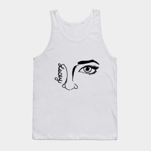 "The Face Sells" in black print Tank Top